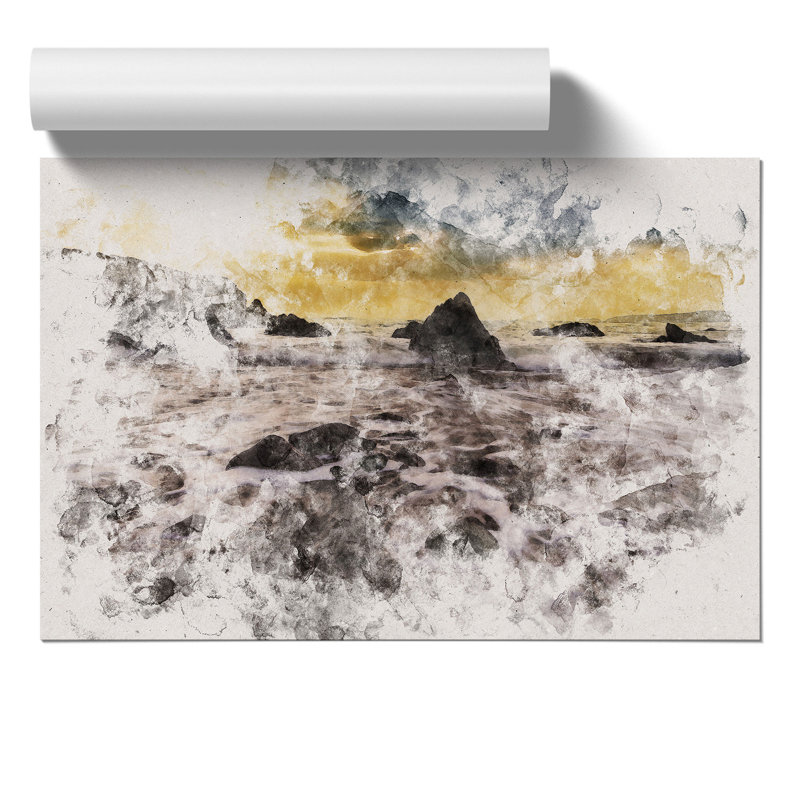 Beach View Watercolour - Frameless Print, 42cm H x 59cm W x 0.1cm D