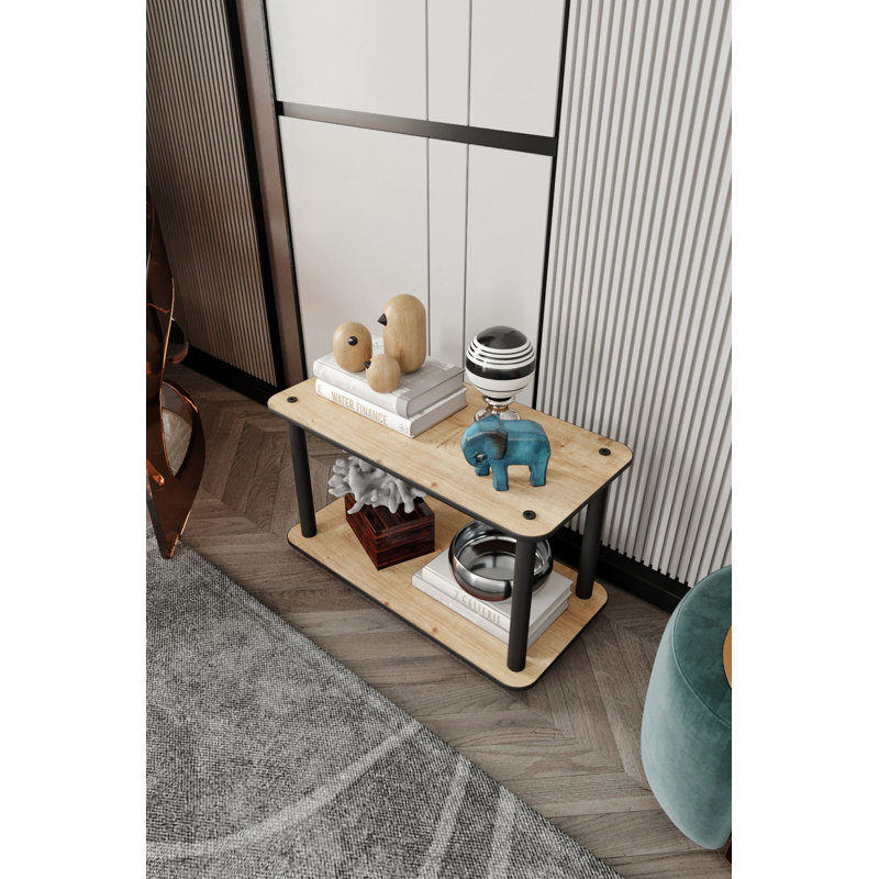 Table basse moderne avec pieds Kraft compressés, couleur chêne, 23,6 po x 15,0 po x 23,6 po | Fabrication 100% MDF durable | Design scandinave élégant parfait pour les salons, élégant et fonctionnel