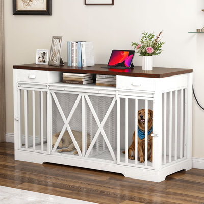 Heavy Duty Wooden Dog Crate Furniture for Two Dogs