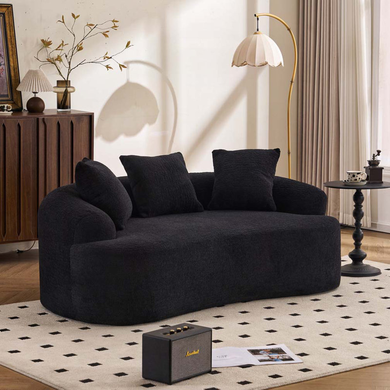 Causeuse courbée en tissu chenille, sans assemblage