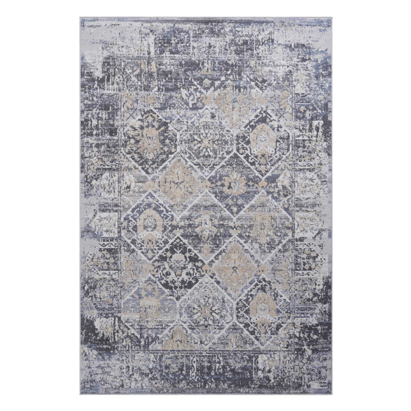 8X10 Grey/Blue /Traditional Non-Shedding Living Room Bedroom Dining Home Office Stylish And Stain Resistant Area Rug