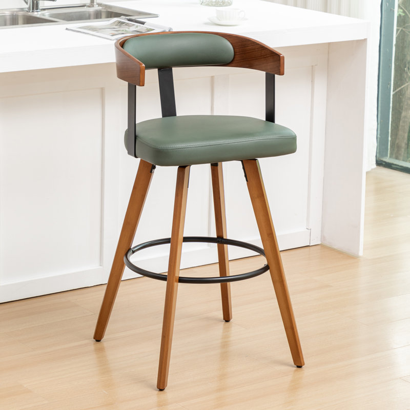 Swivel Upholstered Counter Stool, Counter Stool (26.37" Seat Height), Green