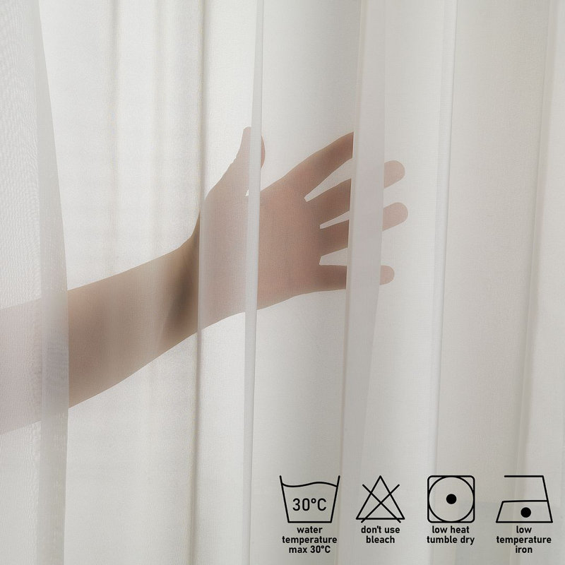 Rideau transparent extra long et extra large en crêpe de soie, L 52 po x L 144 po, Écru