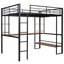 Lit Loft en métal et panneau de fibres à densité moyenne avec long bureau et tablettes
