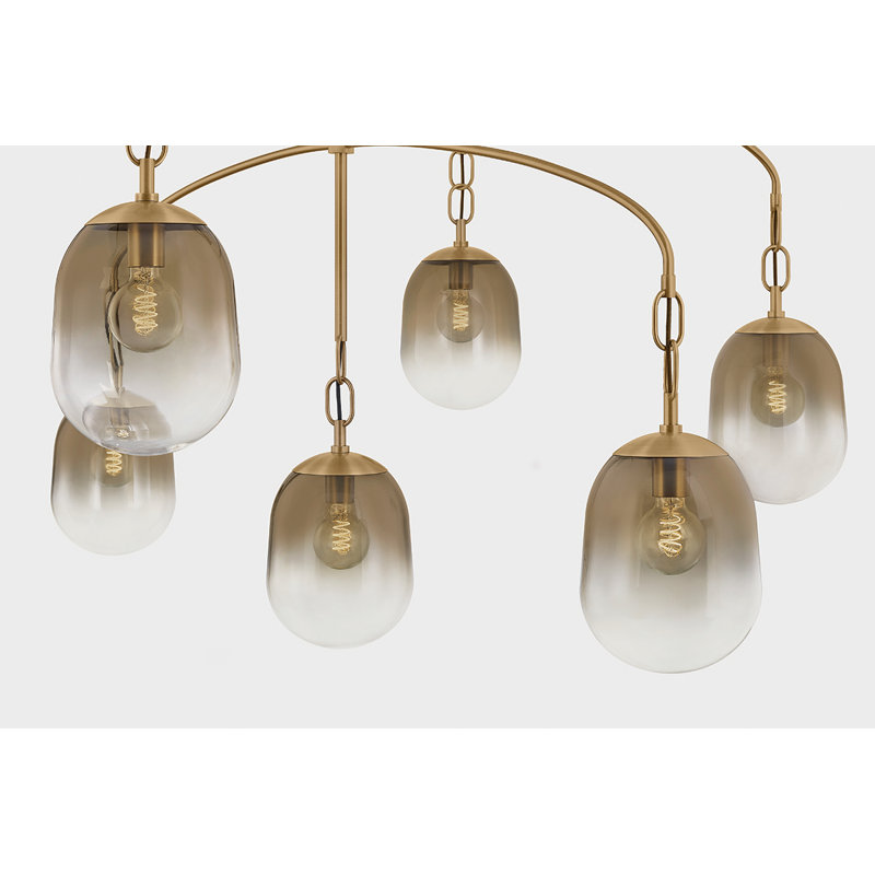 Troy Lighting Harvey wide Light Chandelier in Patina Brass, 7 Lights, 34.75" H x 42" W x 42" D