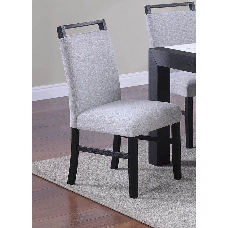 Chaise rembourrée en tissu doux avec pieds en bois gris anthracite