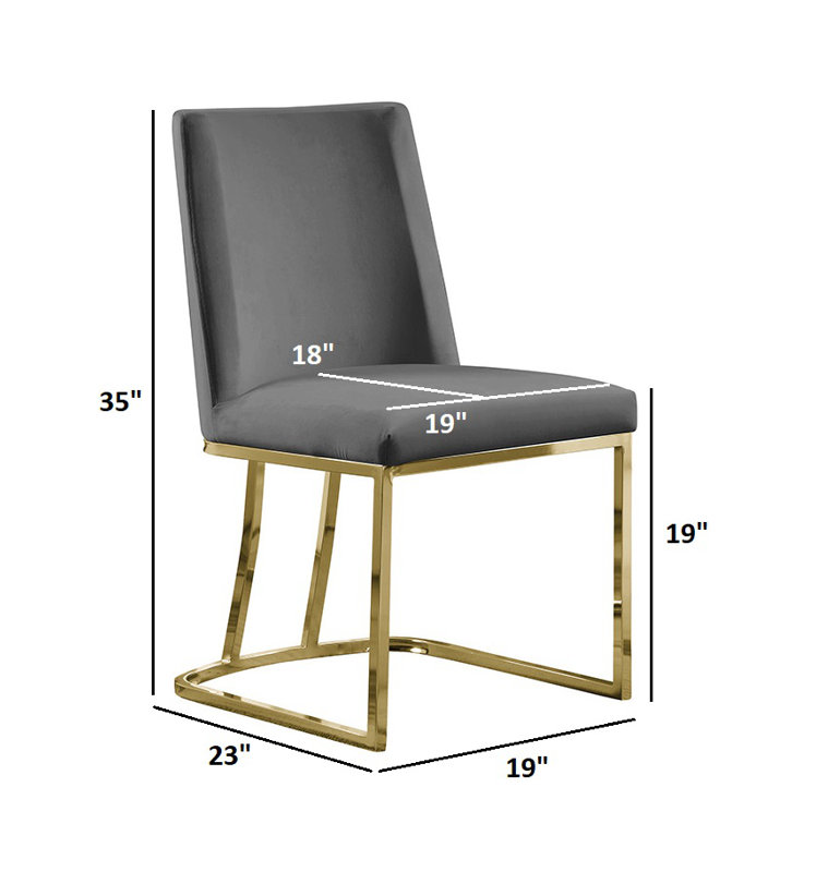 Chaise d'appoint rembourrée en velours Stansté, Gris foncé, Doré