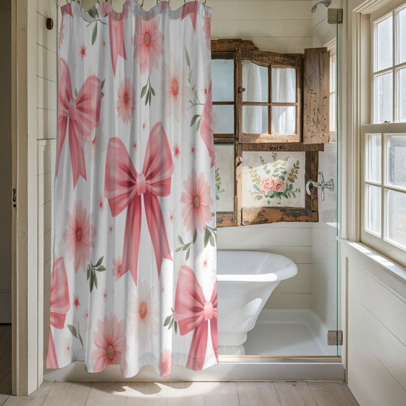 Blooming Bows - Rideau de douche Premium, H 74 po x l 71 po