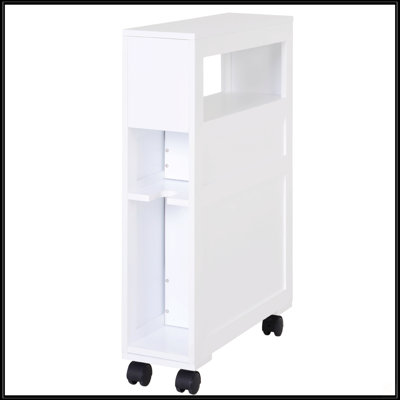 Armoire de rangement à roulettes étroite en bois 6,25 po x 20,5 po x 28,25 po - Gris