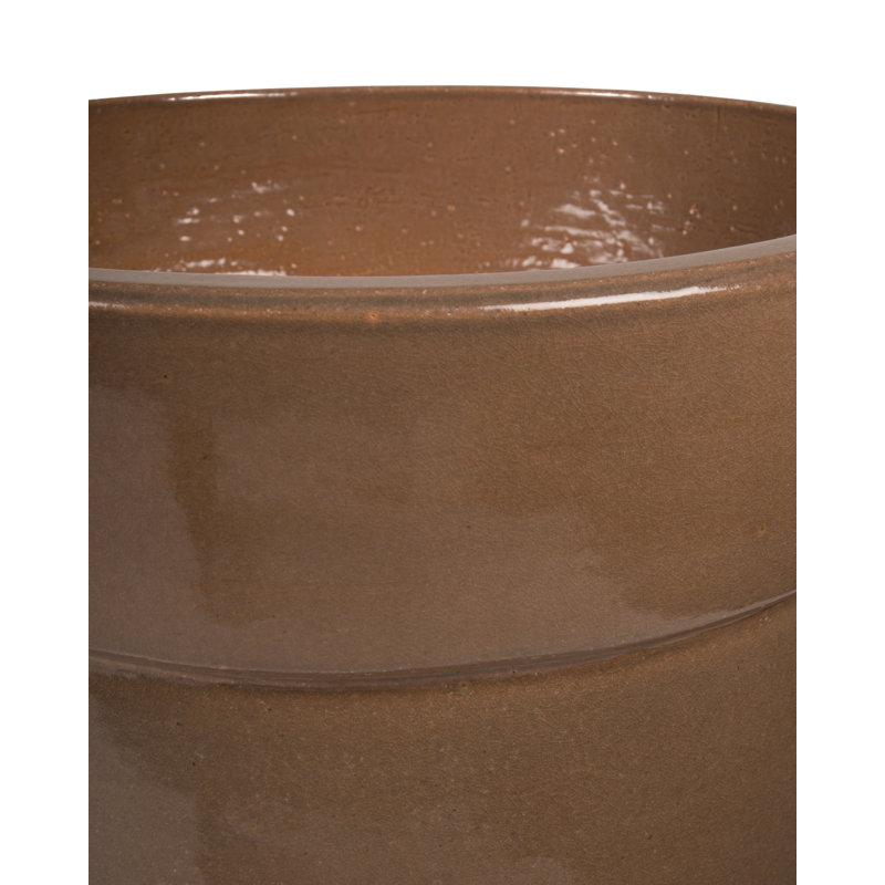 Azov Taupe Brown 22" Round Handmade Ceramic Planter