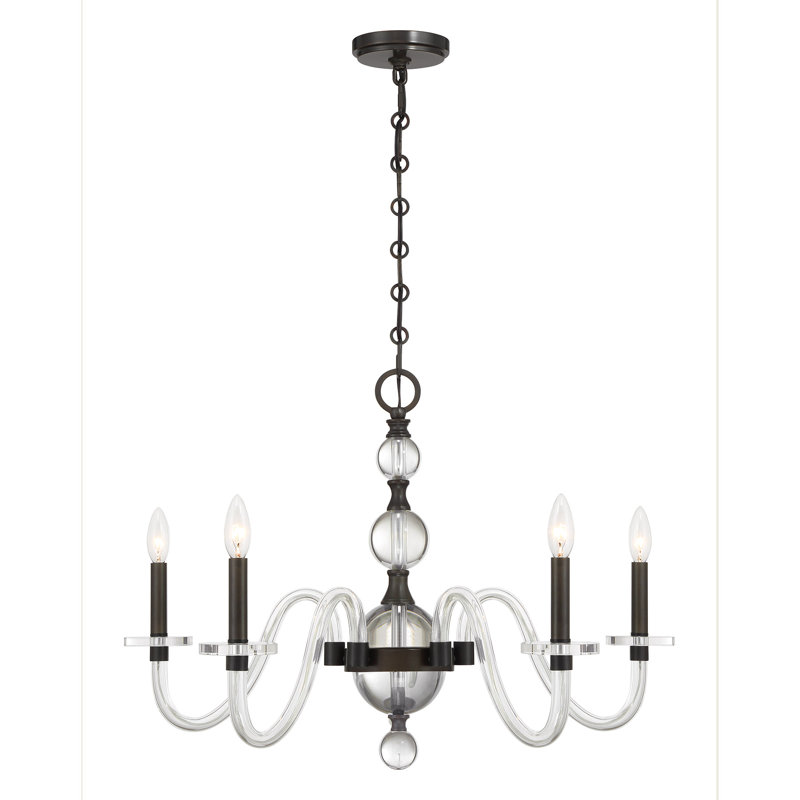Lustre 5 lumières Aragon en bronze méditerranéen, 5 lumières, H 19,75 po x l 29 po x P 29 po
