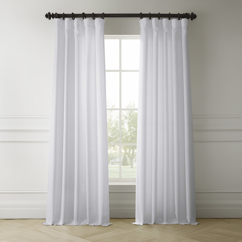 Armita Italian Faux Linen Room Darkening Curtains for Bedroom & Living Room Curtains - Single Panel Window Curtains, White