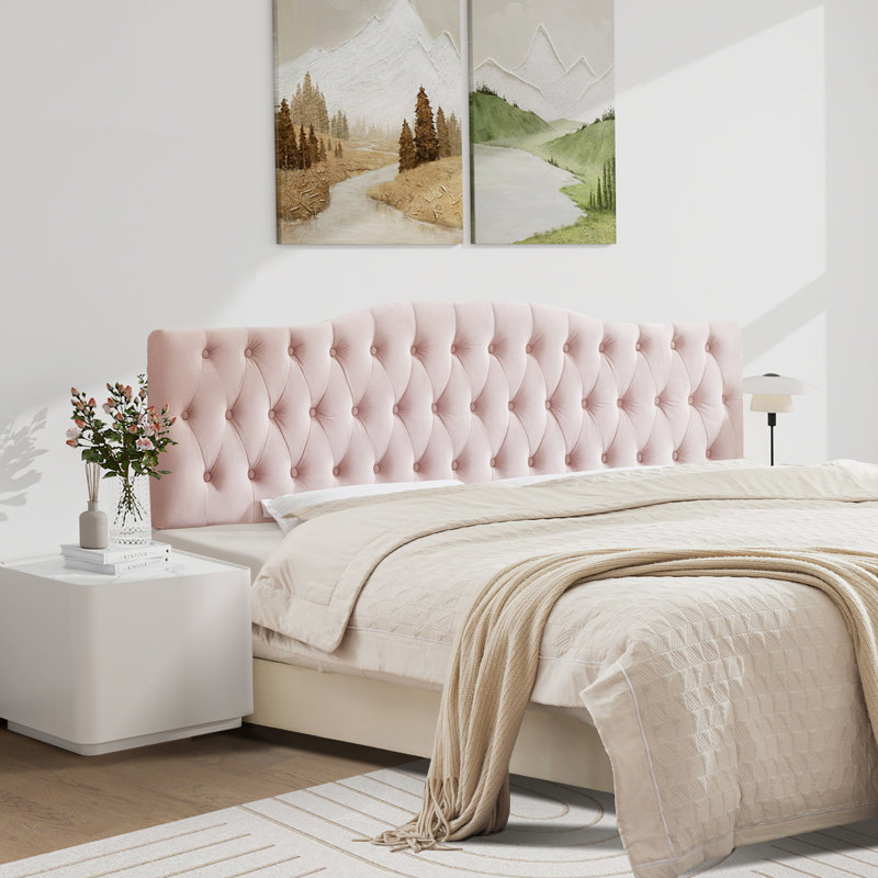 Aveigha Upholstered Headboard, Full, Pink Velvet