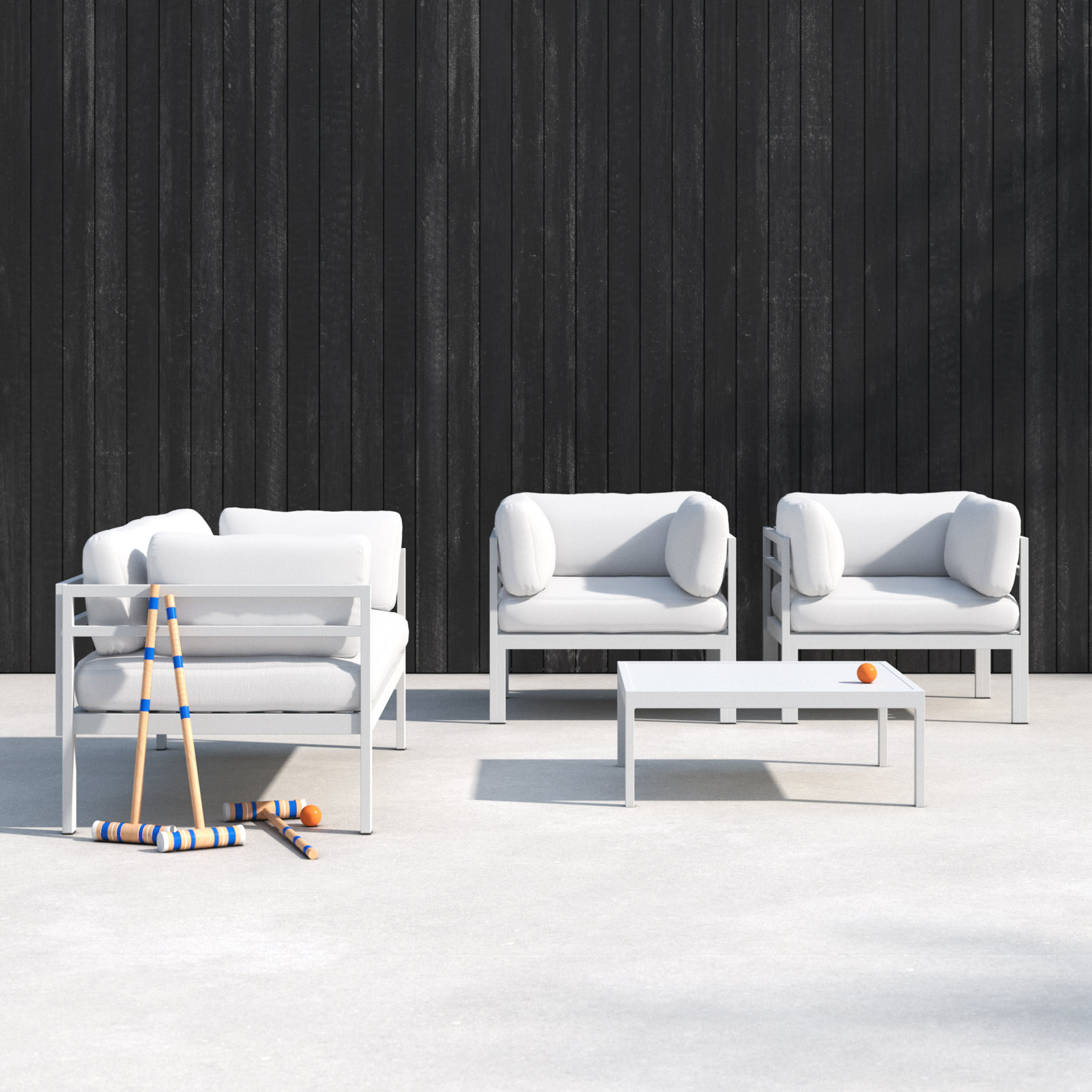 Novae 4 - Person Patio Conversation Set with Cushions, White