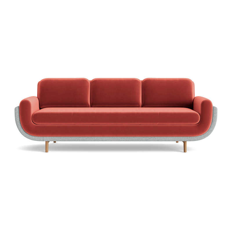 Regatta 90 Sofa, Performance Velvet-Sienna/Textured Weave-Sky Blue, Natural