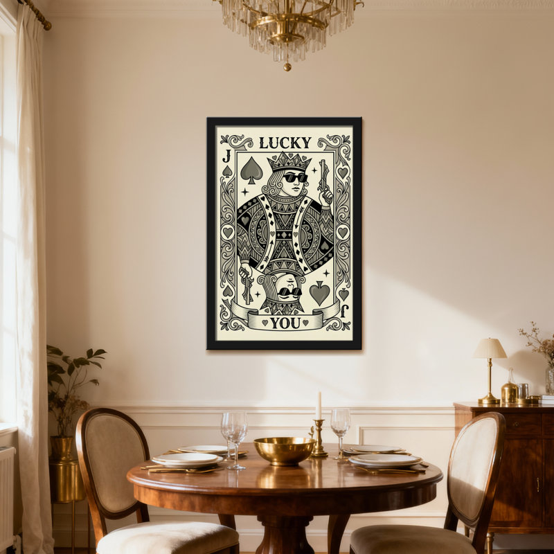 «Fashion Lucky Jack Spade King» avec lunettes de soleil et cadre photo simple sur toile, H 16 po x l 24 po, Toile tendue