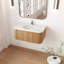 Meuble-lavabo mural avec comptoir en marbre artificiel, lavabo en céramique, conception courbée avec rayures, pré-assemblé