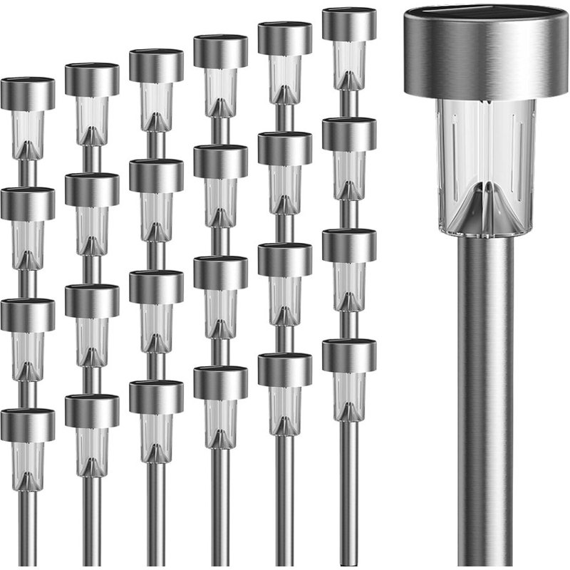 Stainless Steel Solar Powered Stainless Steel Pathway Light Pack, White