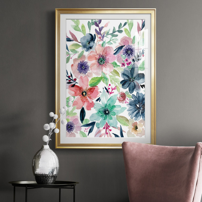 Cool and Serene - Peinture sur toile encadrée, H 36,5 po x l 26,5 po x P 1 po, Or