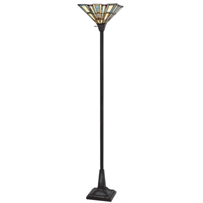 Tiffany 150W 3-Way Metal And Resin Torchiere Floor Lamp With Classic Design 77" H