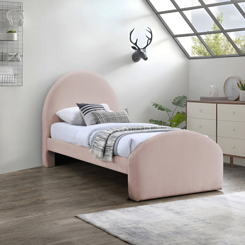 Lit tapissier Chiu, Tissu chenille rose