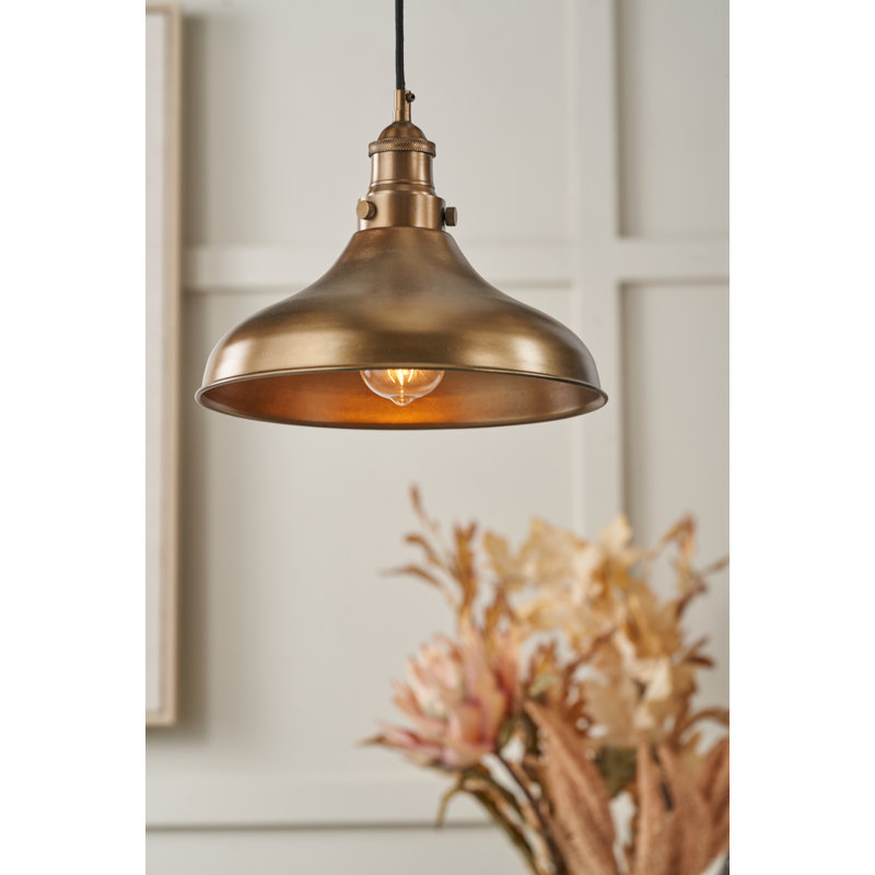 1 - Light Bowl Pendant, Antique Brass