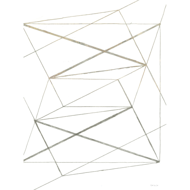 Lignes dans mon esprit 2 par Stellar Design Studio, Papier doré avec reproduction encadrée, H 16 po x l 12 po