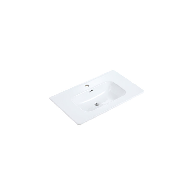 Glossy White Ceramic Integrated Sink - Elegant, To Heat Integrated, Fire And Smoke Damage