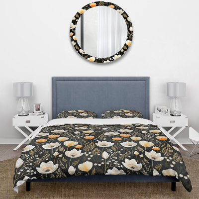 Rustic Enchanted White Floral Cascade - Ensemble de housse de couette à motif floral