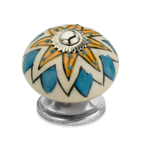 Hand-Painted Multicolor Ceramic Round Cabinet Knobs Pack of 10