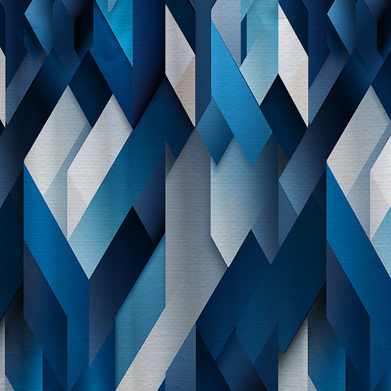 Rideau en velours géométrique minimaliste blanc et bleu Minimalist Polygons II - 1 panneau, L 52 po x L 63 po