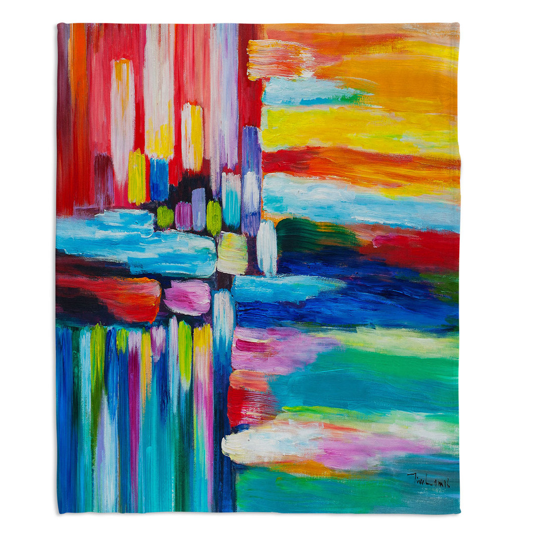 Color Stripes 4 Soft Sherpa Blanket DiaNoche Designs 