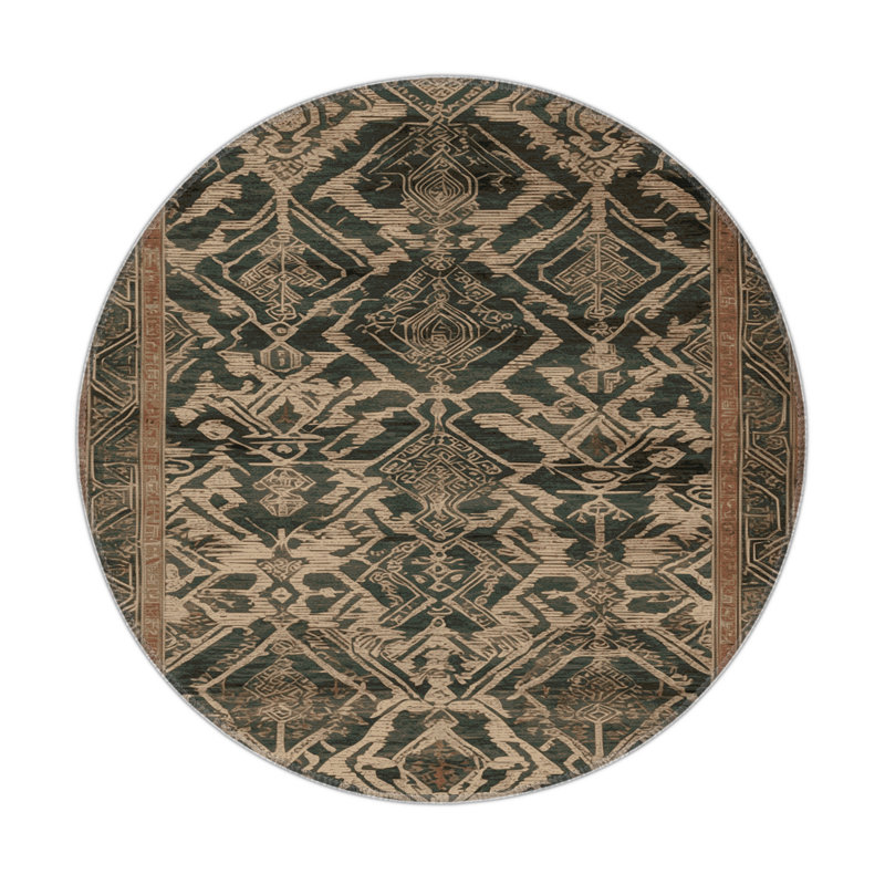 ArtDeco Brown Indoor and Outdoor Area Rug, Round 5'
