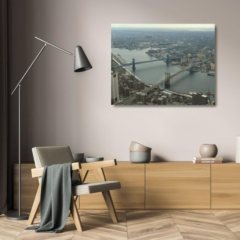 Vue aérienne du pont de Brooklyn à New York, H 19 po x l 24 po
