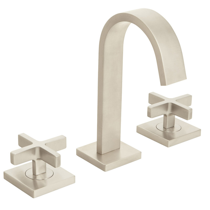 Robinet de salle de bain espacé avec ensemble de bonde Lura, Nickel brossé