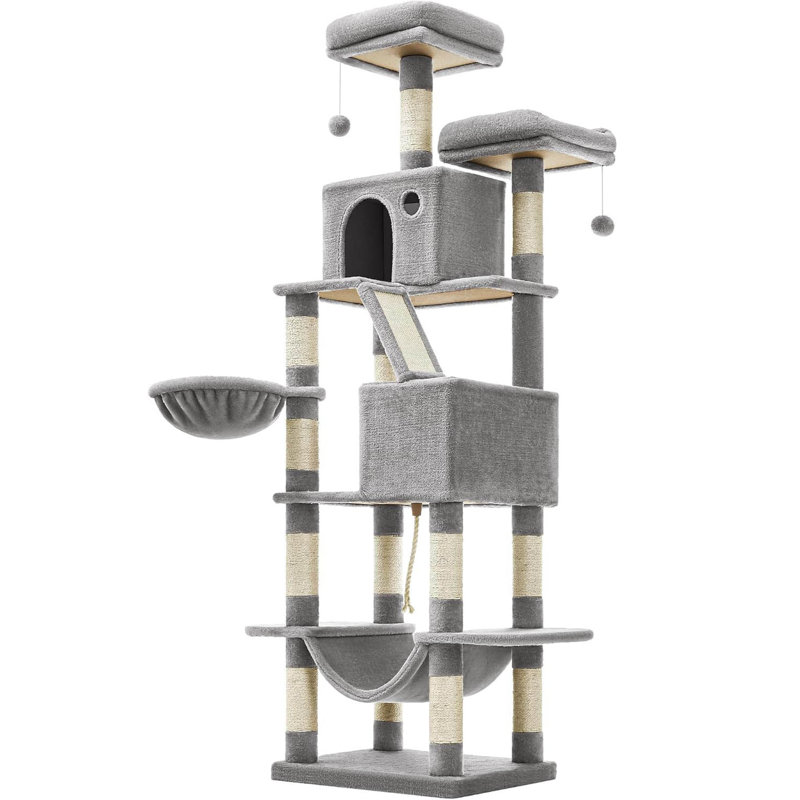 206cm H Cat Tree, Light Grey