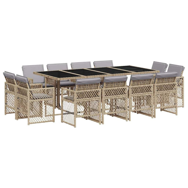 Patio Dining Set with, Mix Beige, Grey, 73cm H x 220cm W x 106cm D