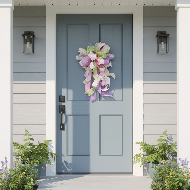 Decorative Spring Bow, Purple/Pink/Green