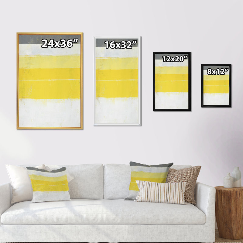 «Yellow Meets White Abstract Bands», reproduction d'art moderne et contemporaine sur toile, H 32 po x l 16 po x P 1 po