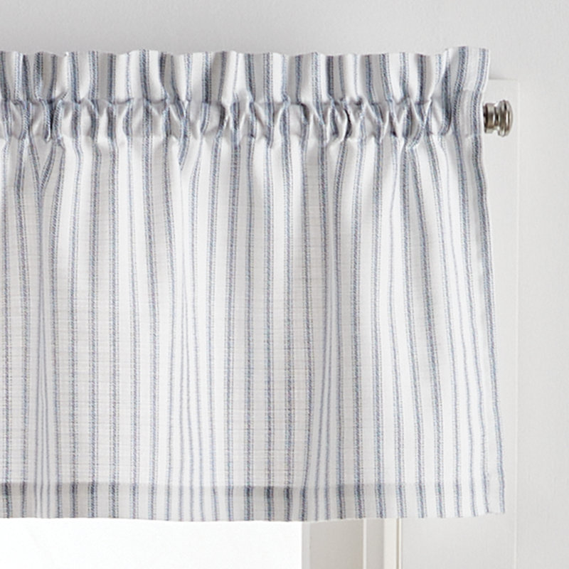 Rideau de cuisine en lin sur mesure 60 ", Blanc / Indigo