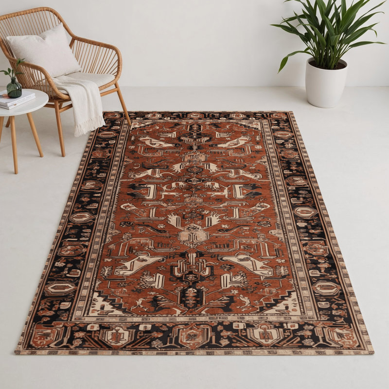 Tapis d'intérieur et d'extérieur brun Persian, Rectangle 9 pi x 12 pi