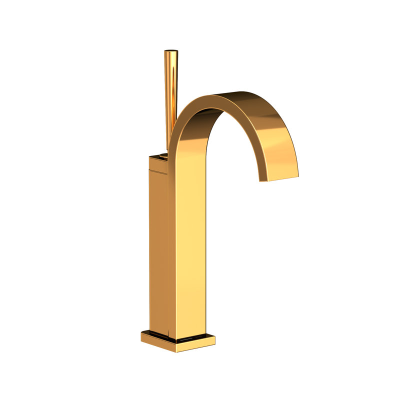 Secant Single Hole Bathroom Faucet with Drain Assembly, Polished Gold