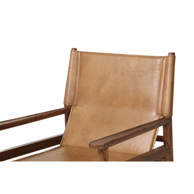 Remy Leather Arm Chair, Tan Genuine Leather