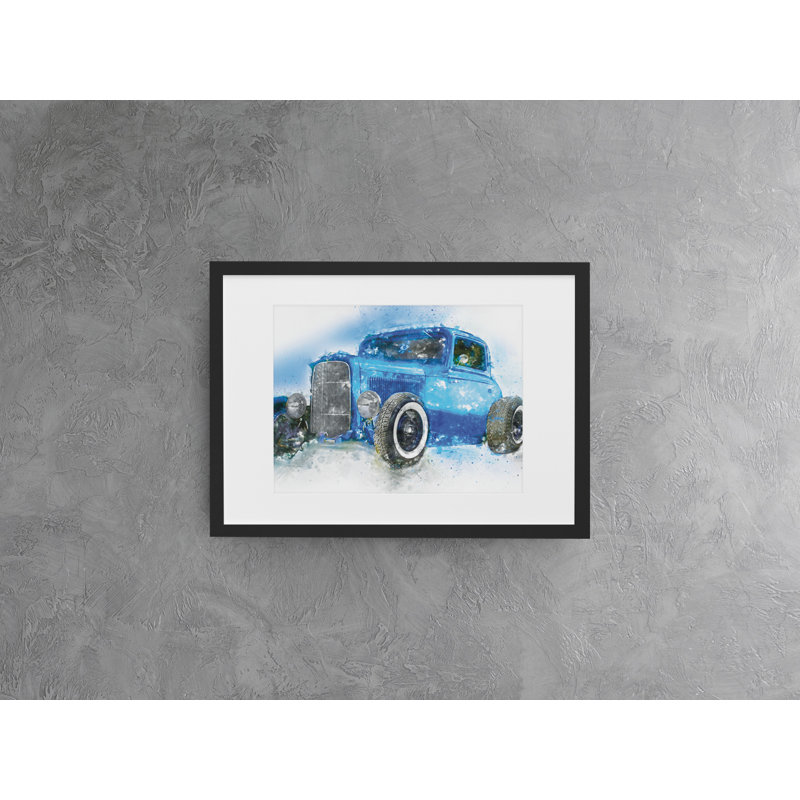 Hot Rod Car - Single Picture Frame Print on Wood