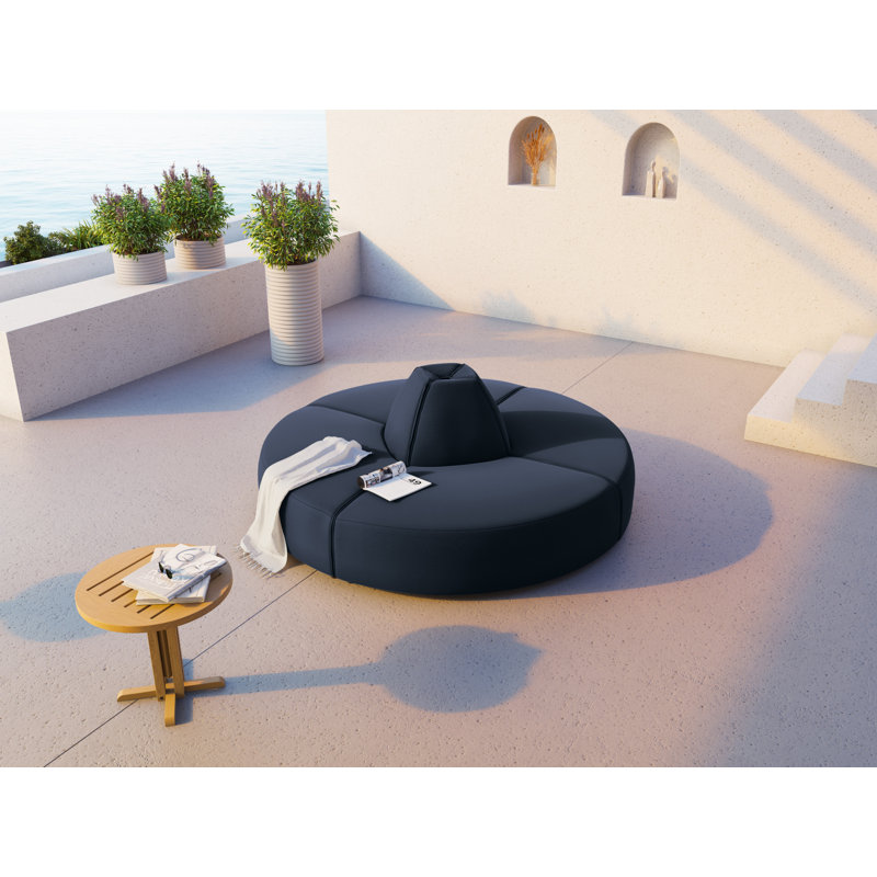 210cm Wide Wood Patio Sofa with Cushions, Dark Blue