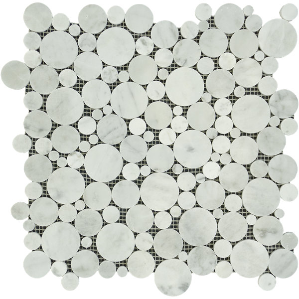 White Carrara Bubble Marble Look Floor And Wall Mosaic
