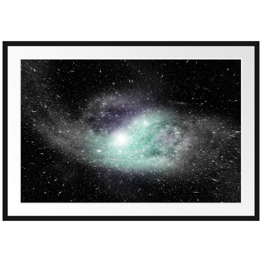 Ferne Galaxie im Sternenstaub Gerahmter Grafikdruck