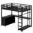 Metal Loft Bed With Storage Cubes And Shelves, Wardrobe And L-Shaped Desk-1049782206