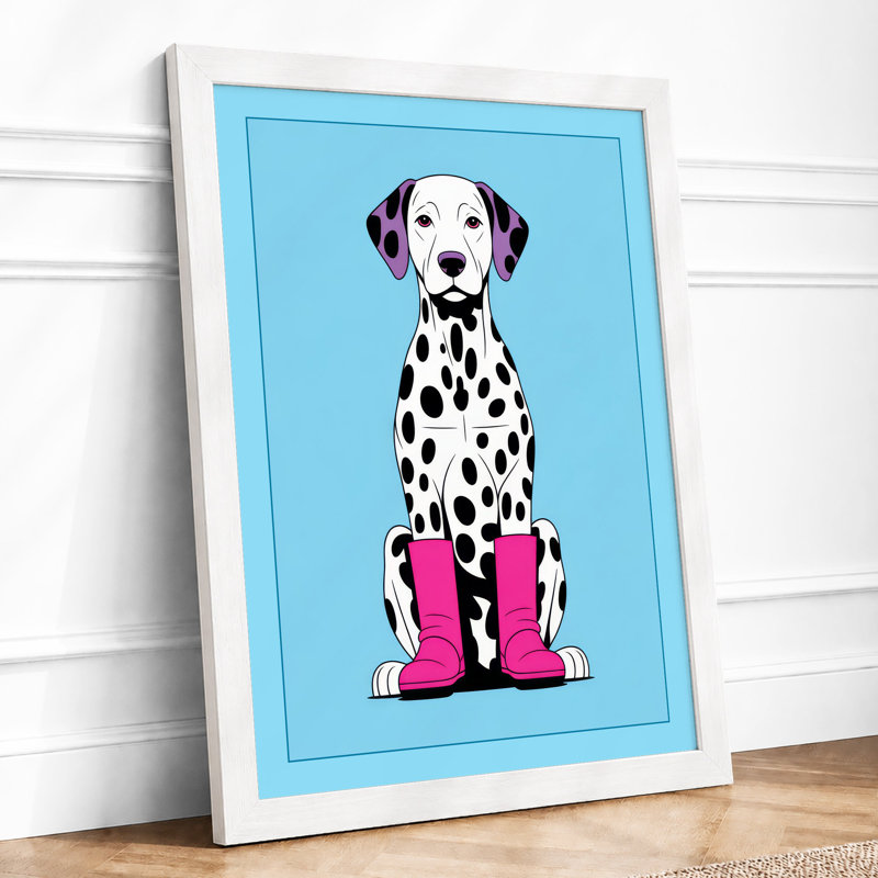 Dalmatian in Pink Boots Modern - Framed Print, A2 - 59.4 x 42.0 cm, White