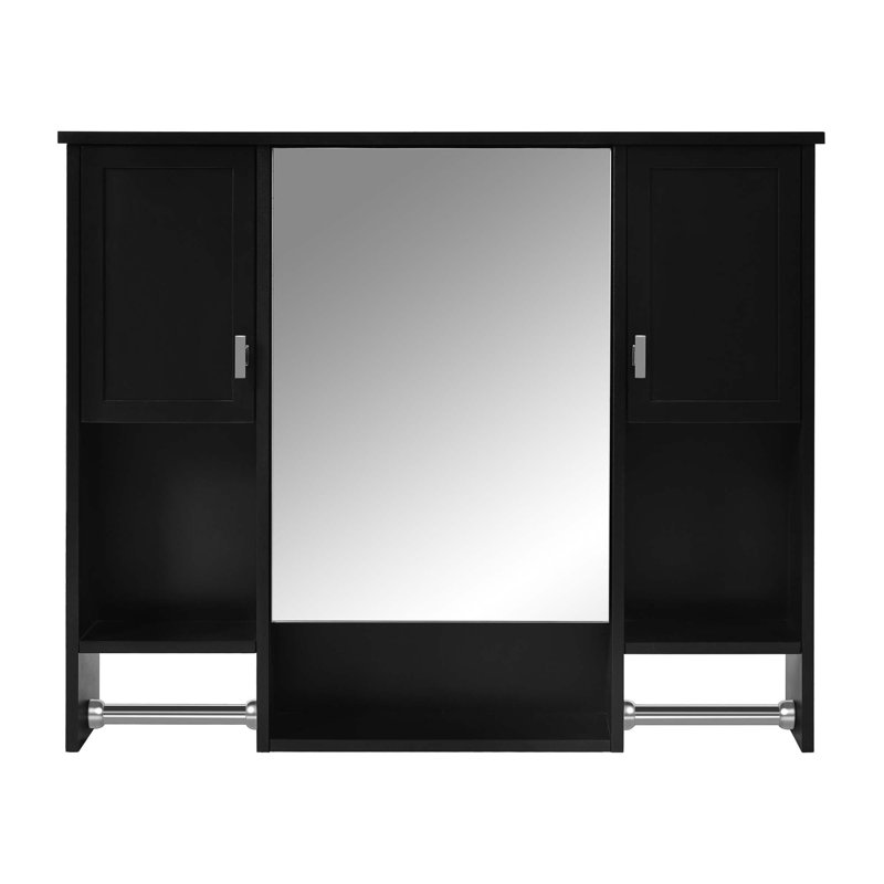 Armoire de rangement murale moderne, armoire de salle de bain murale avec miroir, armoire à pharmacie avec barre à serviettes
